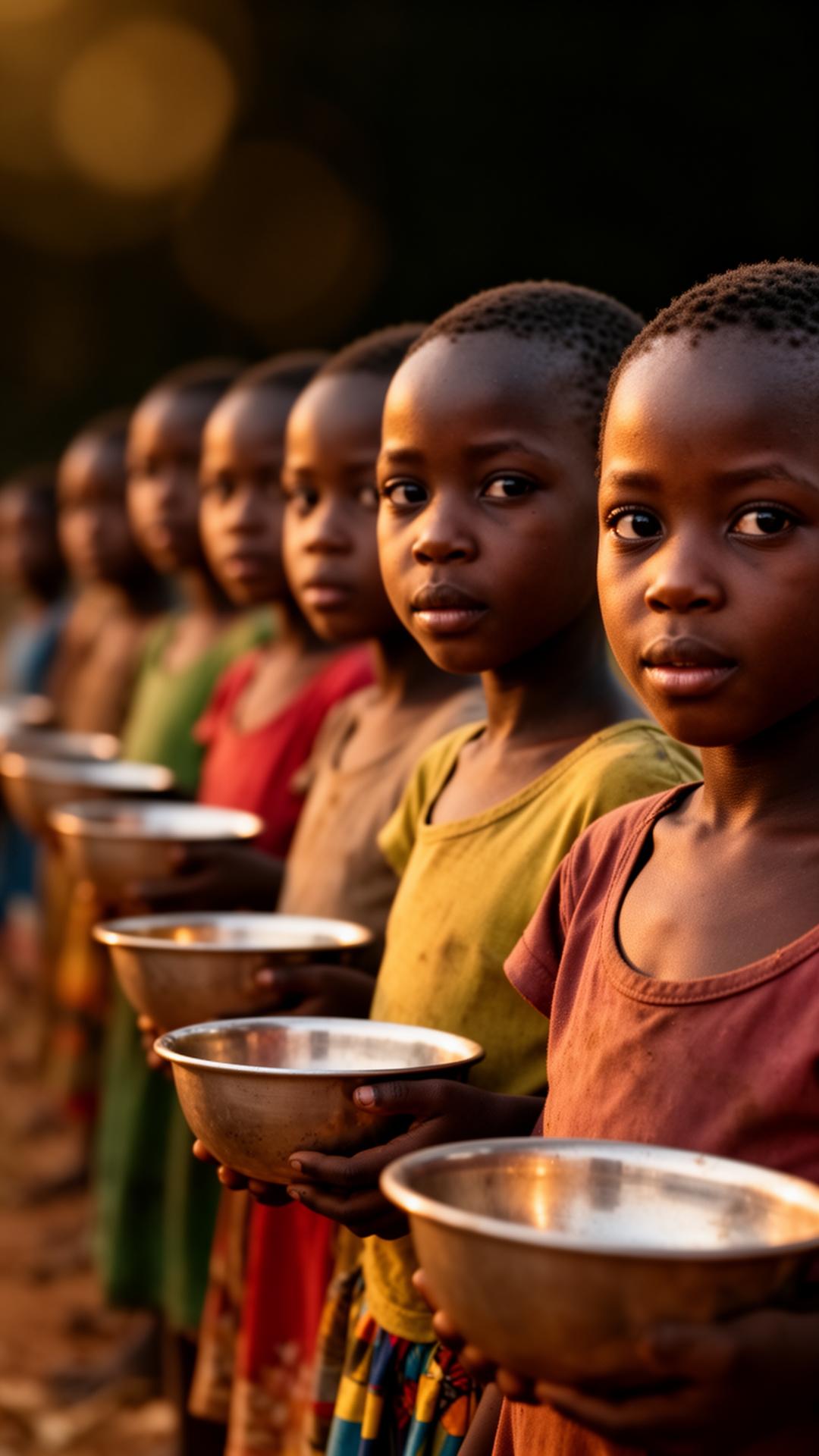 Crianças em Moçambique aguardando uma refeição
